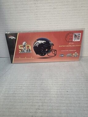 NFL 2016 Super Bowl 50 Denver Broncos Champs 2Sided Printed Envelope Post Marked